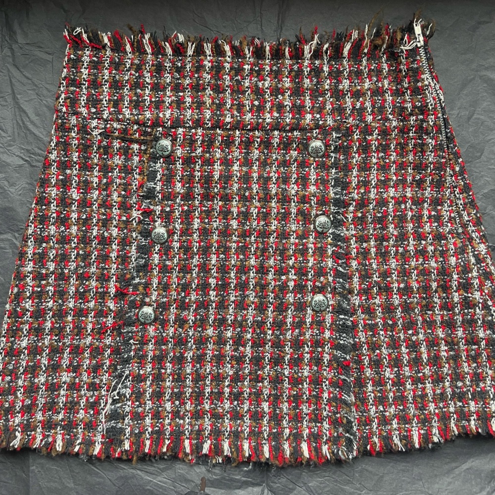 Zara Woman Red and Black Tweed Jacket